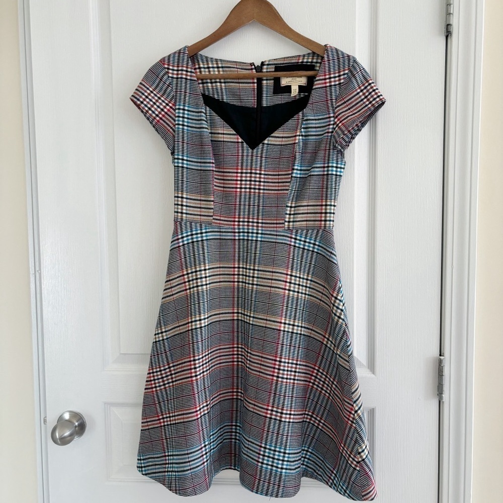 Moulinette Soeurs Grey Plaid Fit & Flare Dress Sz 4 Academia Anthropologie